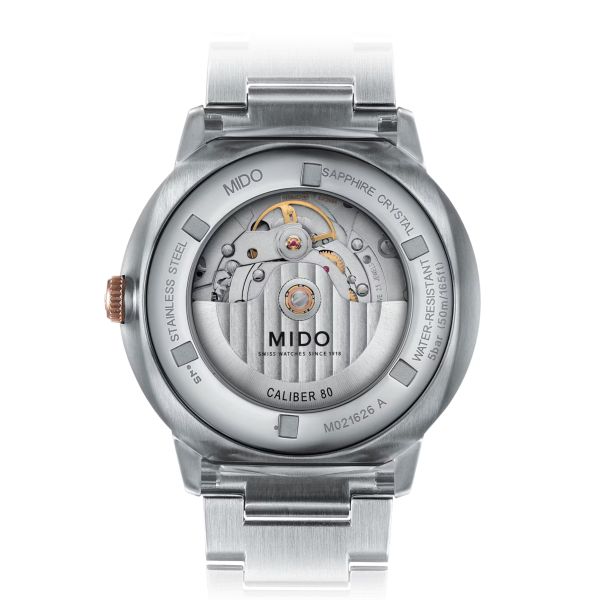 Montre Mido Commander Big Date 42mm Cadran Anthracite Bracelet Acier inoxydable PVD rose