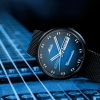 Montre Mido Commander Shade 37mm Cadran Bleu Bracelet Acier inoxydable Noir