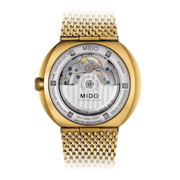 Montre Mido Commander Icône 42mm Cadran Jaune Bracelet Acier inoxydable Or jaune