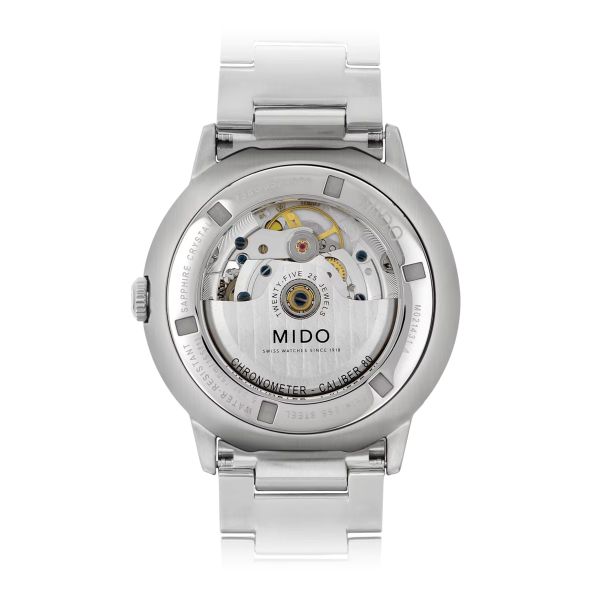 Montre Mido Commander Chronometer 40mm Cadran Argent Bracelet Acier inoxydable Gris