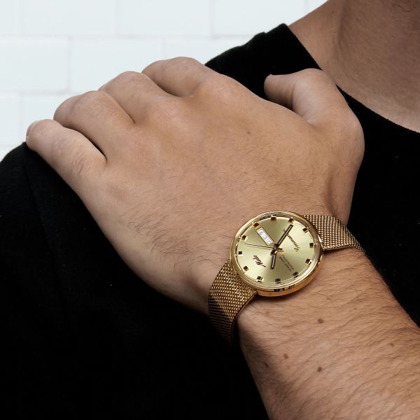Montre Mido Commander 1959 37mm Cadran Jaune Bracelet Acier inoxydable Doré