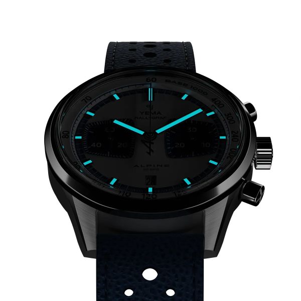 Montre Yema Rallygraf Alpine Cup Series Limited Edition Bracelet Cuir Bleu