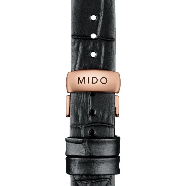 Montre Mido Belluna Royal Lady 33,4mm Cadran Argent Bracelet Tissu Bordeaux