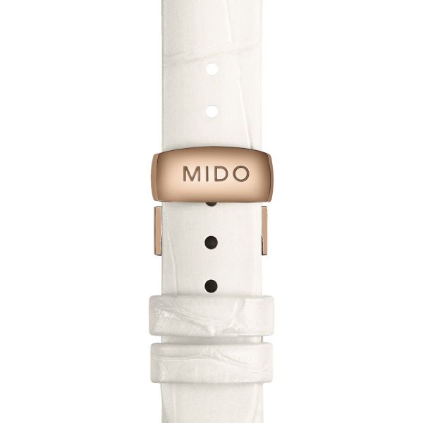 Montre Mido Belluna Royal Lady 33,4mm Cadran Argent Bracelet Tissu Bordeaux