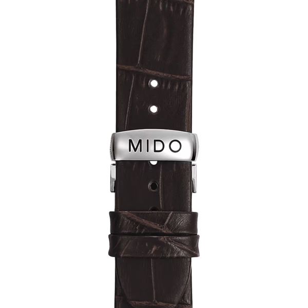 Montre Mido Baroncelli Chronometer Silicon Gent 40mm Cadran Anthracite Bracelet Cuir Brun