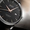 Montre Mido Baroncelli Chronometer Silicon Gent 40mm Cadran Anthracite Bracelet Cuir Brun