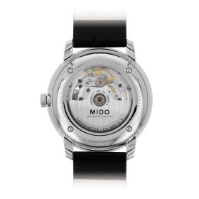 Montre Mido Baroncelli Chronometer Silicon Gent 40mm Cadran Argent Bracelet Cuir Noir