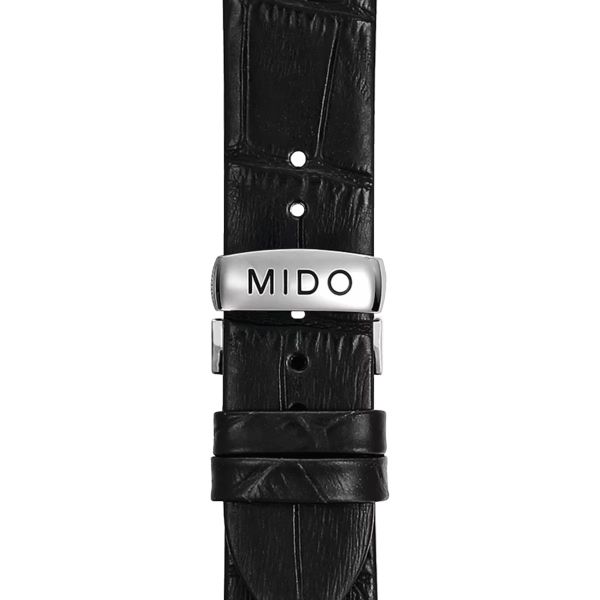 Montre Mido Baroncelli Chronometer Silicon Gent 40mm Cadran Argent Bracelet Cuir Noir