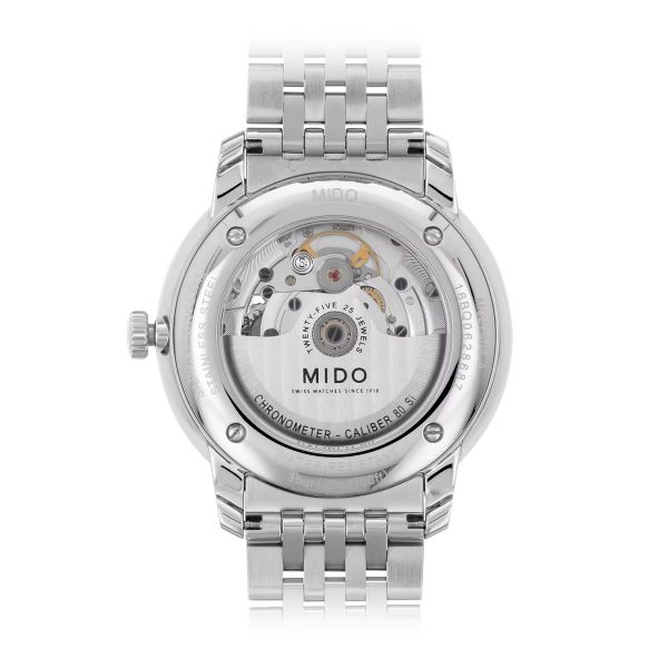 Montre Mido Baroncelli Chronometer Silicon Gent 40mm Cadran Argent Bracelet Acier inoxydable Gris