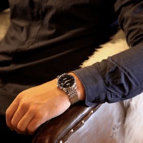 Montre Mido Baroncelli Chronometer Silicon Gent 40mm Cadran Noir Bracelet Acier inoxydable Gris