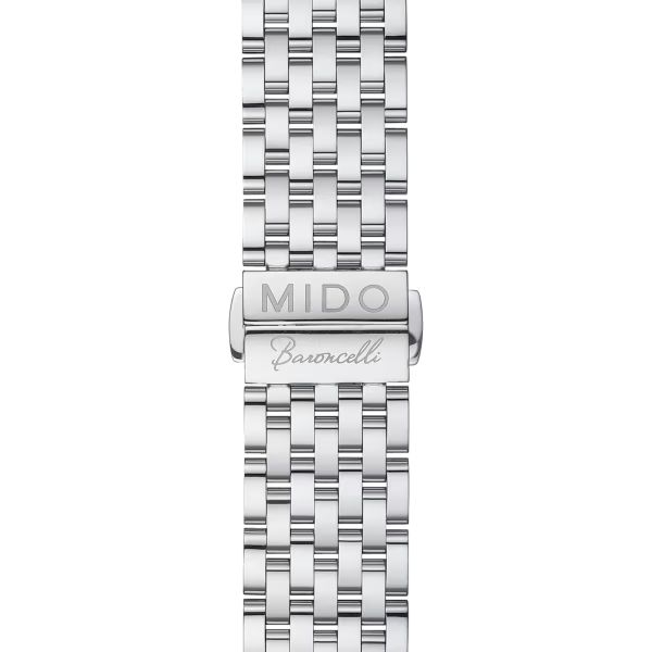Montre Mido Baroncelli Heritage Gent 39mm Cadran Blanc Bracelet Acier inoxydable Gris