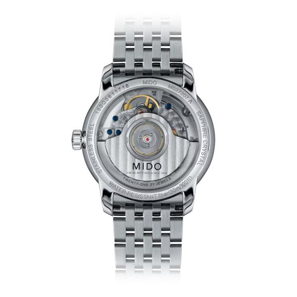 Montre Mido Baroncelli Heritage Lady 33mm Cadran Blanc Bracelet Acier inoxydable Gris