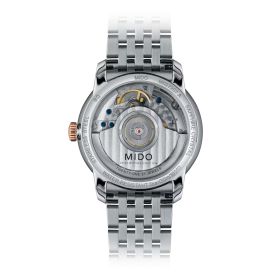 Montre Mido Baroncelli Heritage Lady 33mm Cadran Blanc Bracelet Acier inoxydable PVD rose