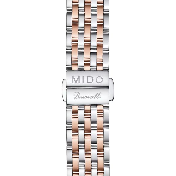 Montre Mido Baroncelli Heritage Lady 33mm Cadran Blanc Bracelet Acier inoxydable PVD rose