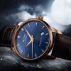 Montre Mido Baroncelli Midnight Blue Gent 38mm Cadran Bleu Bracelet Cuir Brun