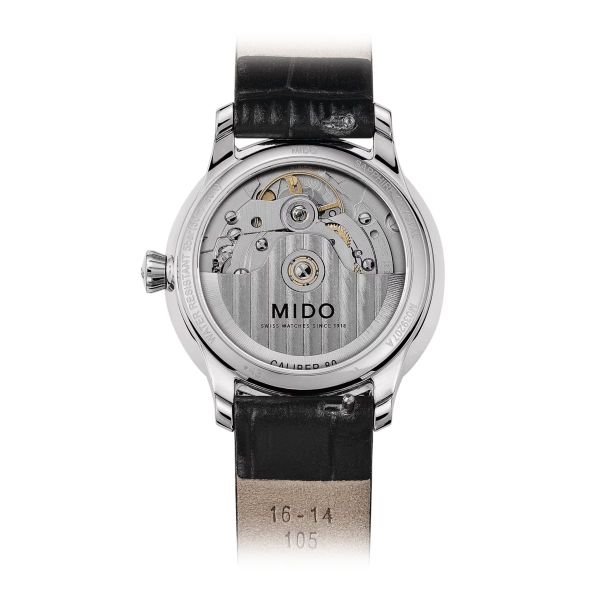 Montre Mido Baroncelli Lady Day & Night 33mm Cadran Nacre blanche Bracelet Cuir Rouge
