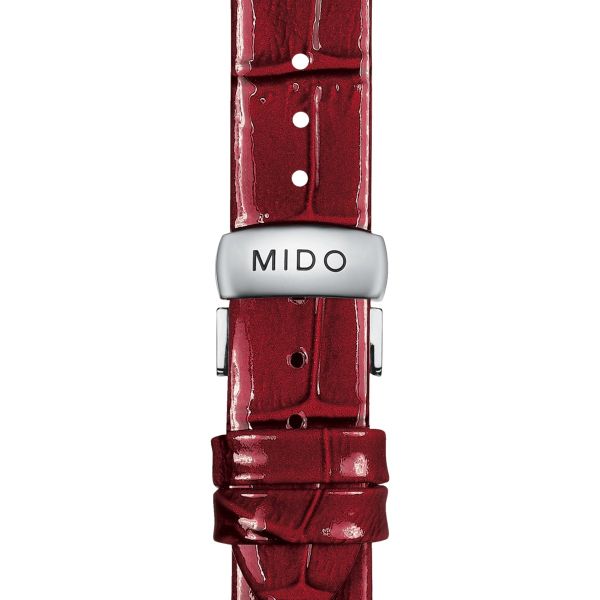 Montre Mido Baroncelli Lady Day & Night 33mm Cadran Nacre blanche Bracelet Cuir Rouge