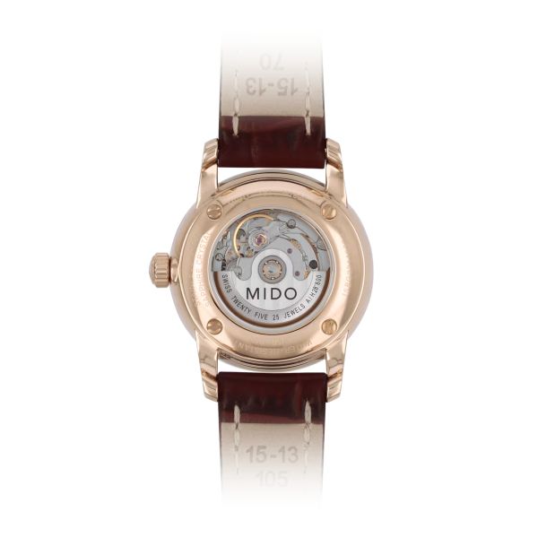 Montre Mido Baroncelli 29mm Cadran Argent Bracelet Cuir Brun
