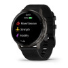 Montre Garmin Venu 4 - 45 mm Gray bracelet cuir Noir + silicone noir