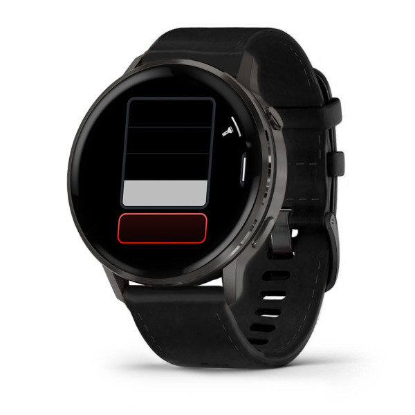 Montre Garmin Venu 4 - 45 mm Gray bracelet cuir Noir + silicone noir