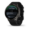 Montre Garmin Venu 4 - 45 mm Gray bracelet cuir Noir + silicone noir