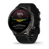 Montre Garmin Venu 4 - 45 mm Gray bracelet cuir Noir + silicone noir
