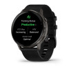 Montre Garmin Venu 4 - 45 mm Gray bracelet cuir Noir + silicone noir
