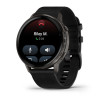 Montre Garmin Venu 4 - 45 mm Gray bracelet cuir Noir + silicone noir