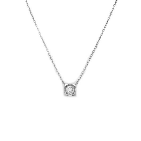COLLIER DINH VAN LE CUBE OR BLANC ET DIAMANT