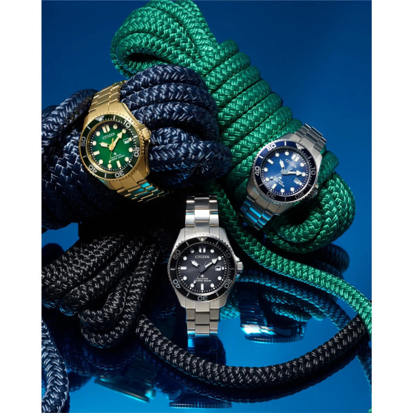 Montre Citizen Promaster Marine Eco-drive Cadran Vert Bracelet Acier Inoxydable