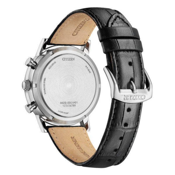 Montre Citizen Classic Chrono Cadran Blanc Bracelet Cuir de veau