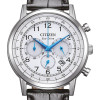 Montre Citizen Classic Chrono Cadran Blanc Bracelet Cuir de veau