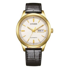Montre Citizen Mecha Gents Cadran Blanc Bracelet Cuir de veau
