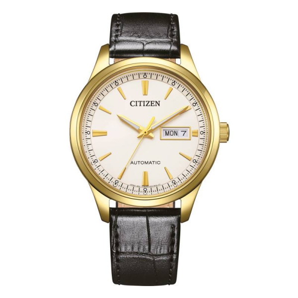 Montre Citizen Mecha Gents Cadran Blanc Bracelet Cuir de veau