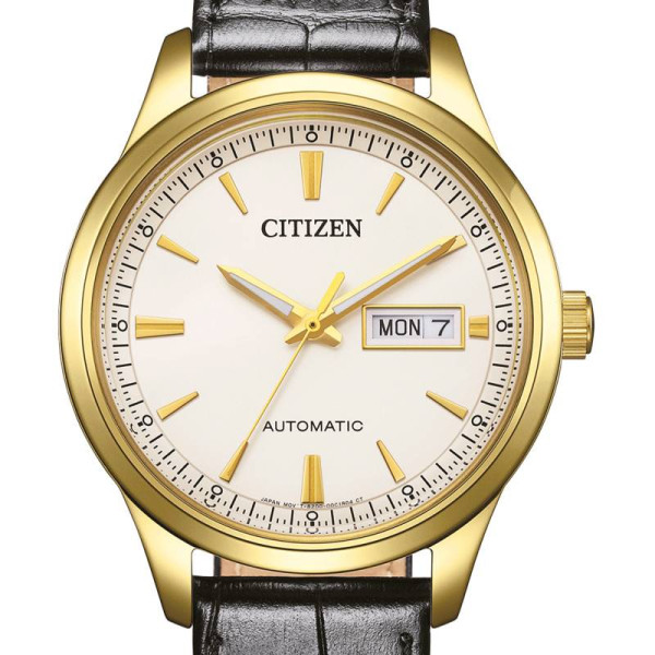 Montre Citizen Mecha Gents Cadran Blanc Bracelet Cuir de veau