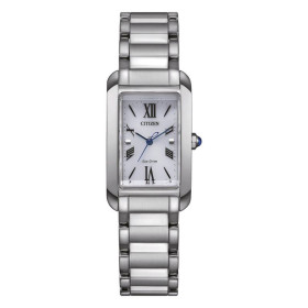 Montre Citizen Elongated Square Cadran Blanc Bracelet Acier Inoxydable