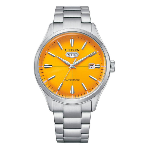 Montre Citizen Crystal Seven Mechanical Cadran Orange Bracelet Metal
