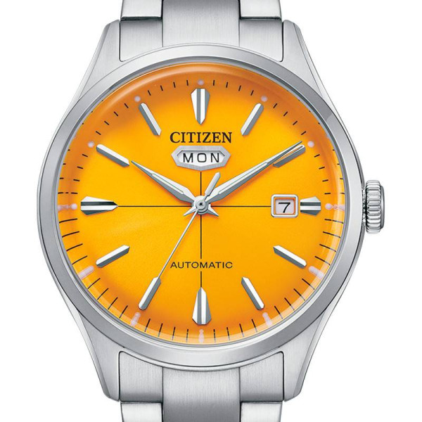 Montre Citizen Crystal Seven Mechanical Cadran Orange Bracelet Metal