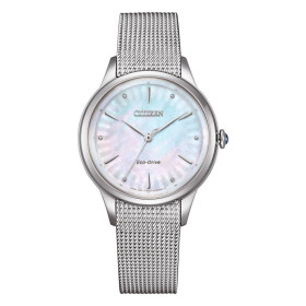 Montre Citizen Ladies Eco-drive Cadran Blanc Bracelet Acier