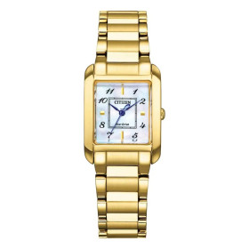 Montre Citizen Ladies Square - Eco-drive Cadran Blanc Bracelet Acier Inoxydable
