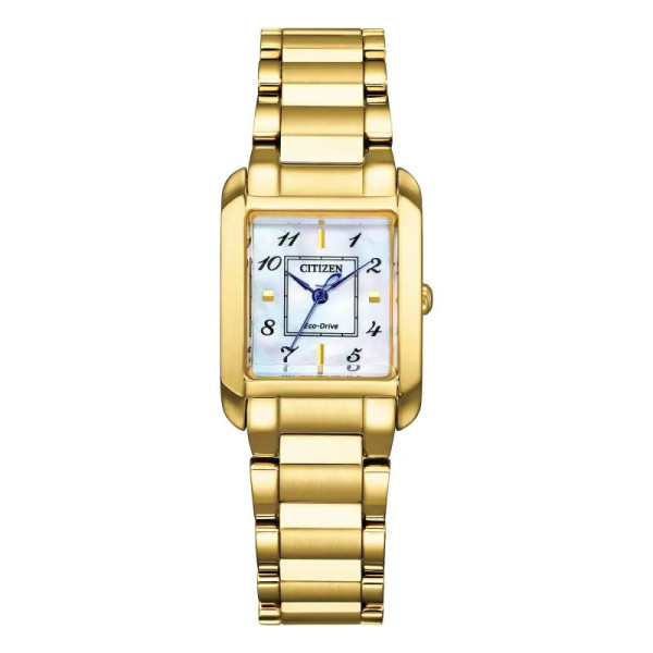 Montre Citizen Ladies Square - Eco-drive Cadran Blanc Bracelet Acier Inoxydable