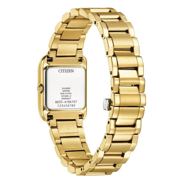 Montre Citizen Ladies Square - Eco-drive Cadran Blanc Bracelet Acier Inoxydable