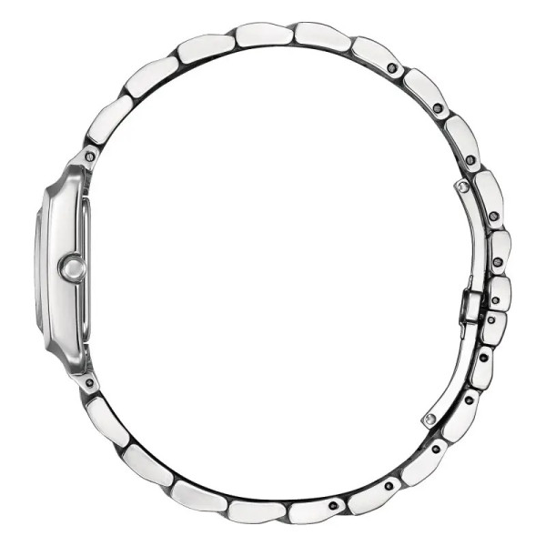 Montre Citizen Ladies Square Eco-drive Cadran Blanc Bracelet Acier Inoxydable