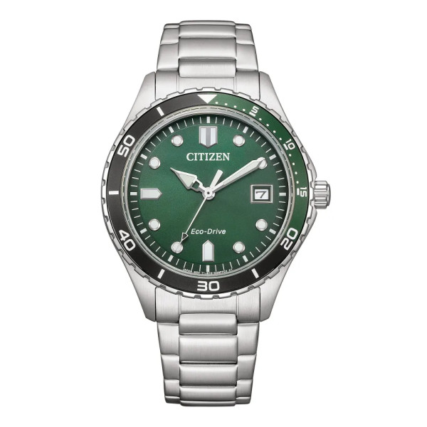 Montre Citizen Platform Sporty - Eco-drive Cadran Vert Bracelet Acier Inoxydable