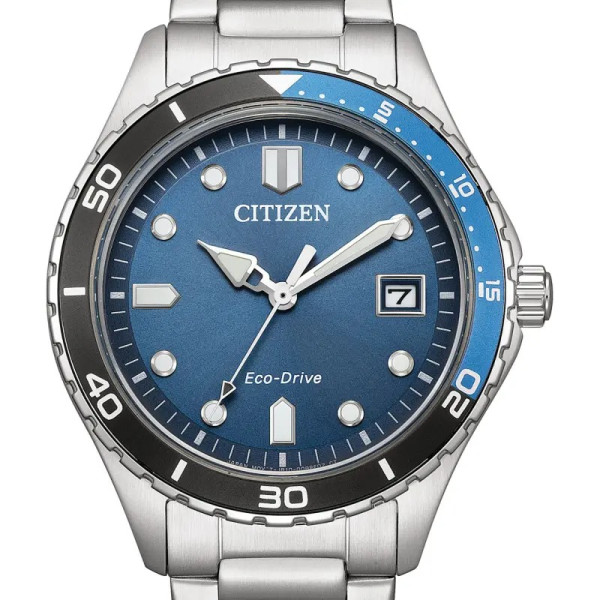 Montre Citizen Platform Sporty - Eco-drive Cadran Bleu Bracelet Acier Inoxydable