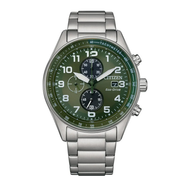 Montre Citizen Platform Urban Chronograph Cadran Vert Bracelet Acier Inoxydable
