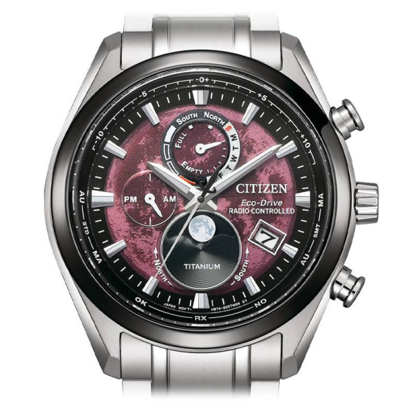 Montre Citizen Radio Controlled Moonphase Cadran Noir Bracelet Titane