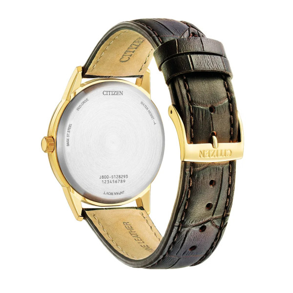 Montre Citizen Classic Elegant Day And Date Eco-drive Cadran Blanc Bracelet Cuir de veau