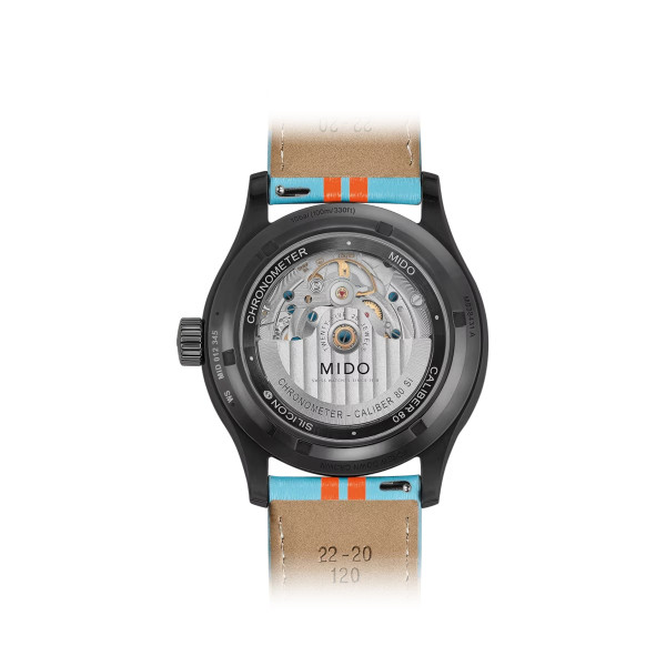 Montre Mido Multifort Chronometer 1 Racer 42mm Cadran Noir Bracelet Cuir Bleu