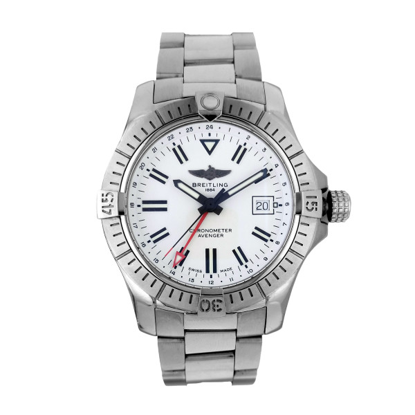 Montre Occasion Breitling Avenger GMT 43 Cadran Blanc Bracelet Acier